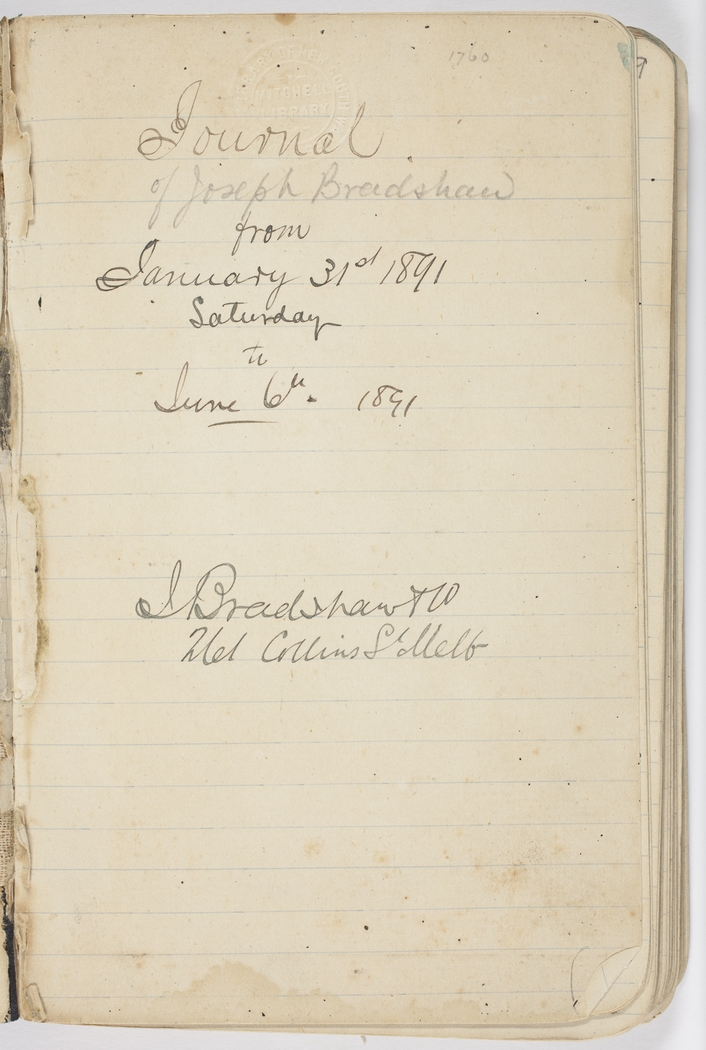 Joseph Bradshaw journal on expedition from Wyndham to Prince Regent ...